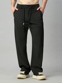 Black Relaxed fit Stretch smart pant
