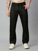 Men's stretch cotton blend straight fit trousers with premium smooth finish – front view