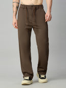 Men's relaxed fit Tencel stretch pants with textured fabric and drawstring waist – front view