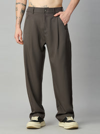 Dark Grey Korean Fit Baggy Smart Pant
