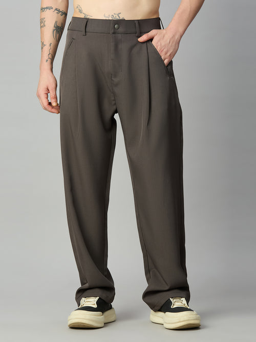 Men's Korean fit baggy Tencel pants front view