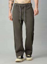 Grey Baggy Smart Pants with Side Stripes
