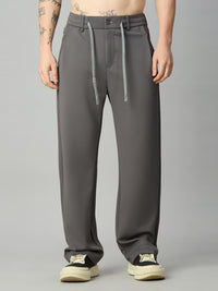 Grey Relaxed fit Stretch smart pant