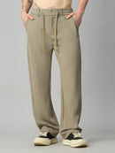Men's relaxed fit Tencel stretch pants with textured fabric and drawstring waist – front view