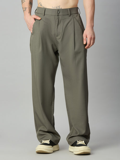 Men's Korean fit baggy Tencel pants front view