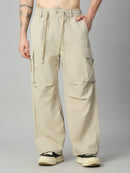 Men's baggy cargo pants with drawstring waist front view