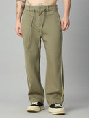 Men's baggy smart pants with side stripes and adjustable drawstring waistband – front view