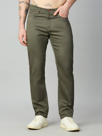 Olive Stretch Cotton Blend Comfort Trousers