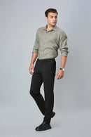 Full look of men’s formal trousers styled with shirt and shoes – LOFA comfort stretch pants for office and formal wear.