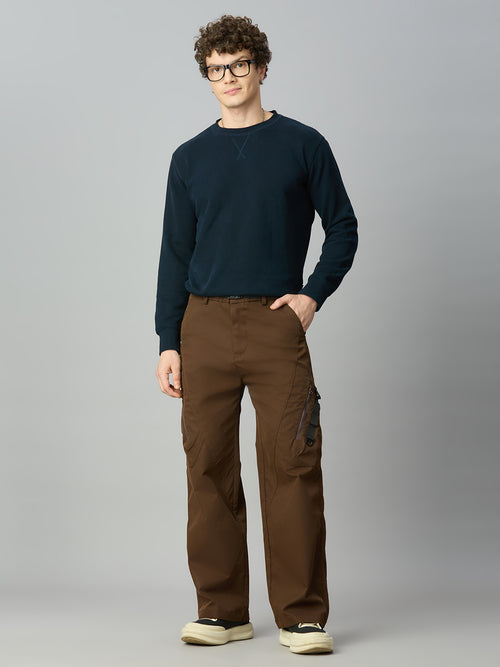 Men's premium baggy Tencel cargo pants styled with streetwear outfit for a modern utility look
