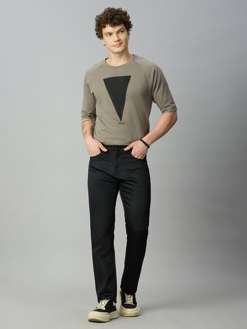 Model wearing Lofa™ stretch cotton blend straight fit trousers styled for smart casual and everyday wear