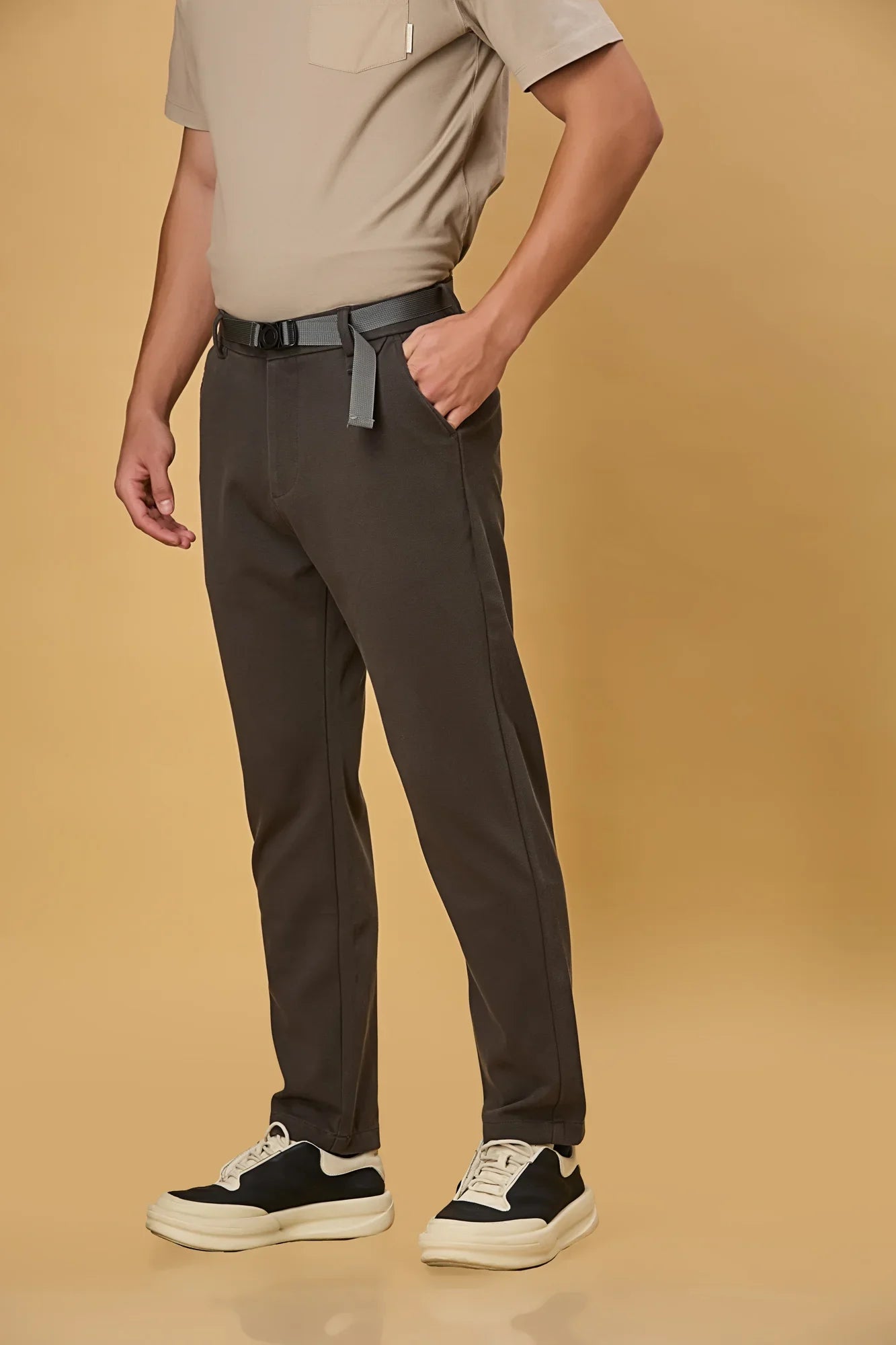 Straight Fit Stretch Grey Trouser