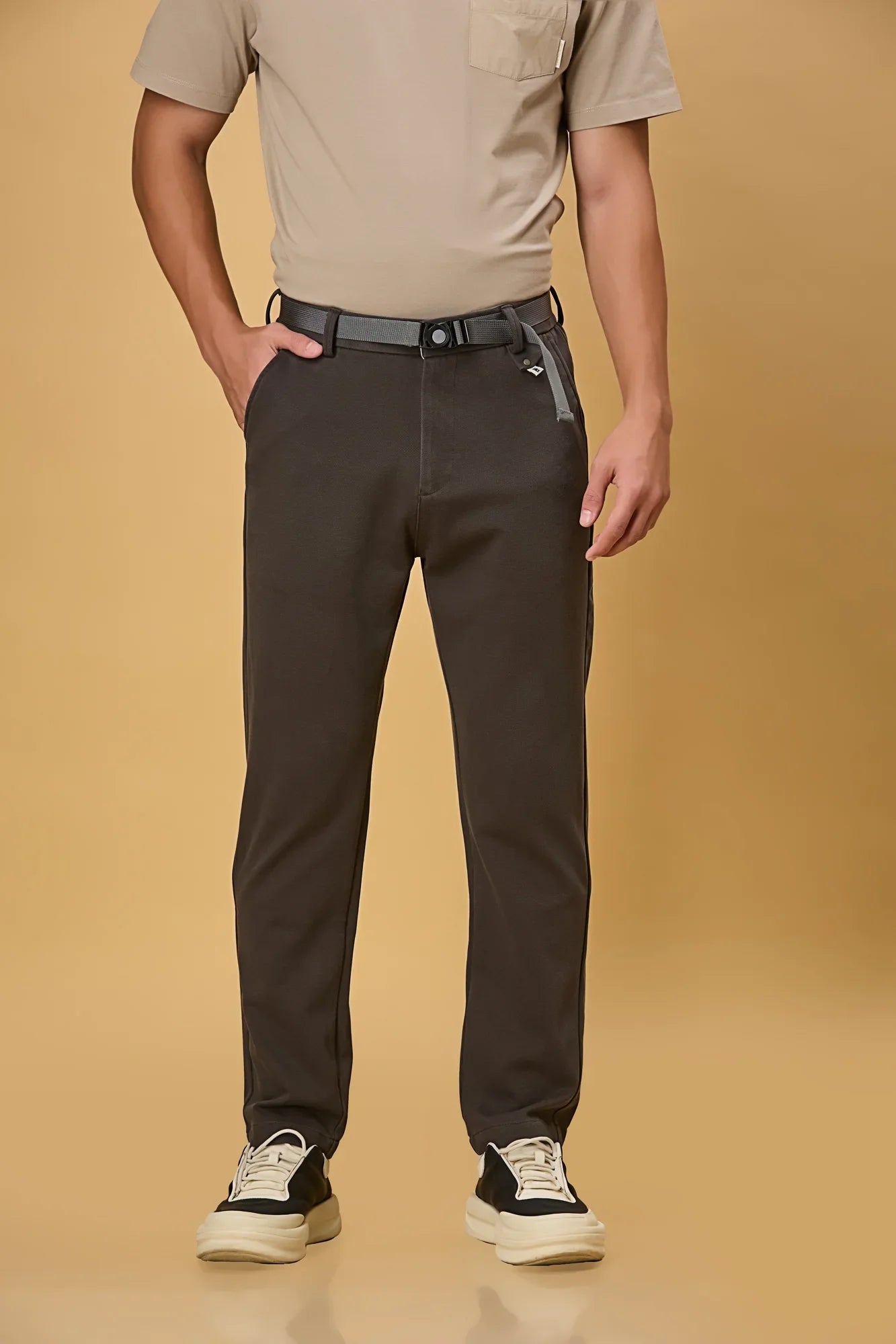 Straight Fit Stretch Grey Trouser