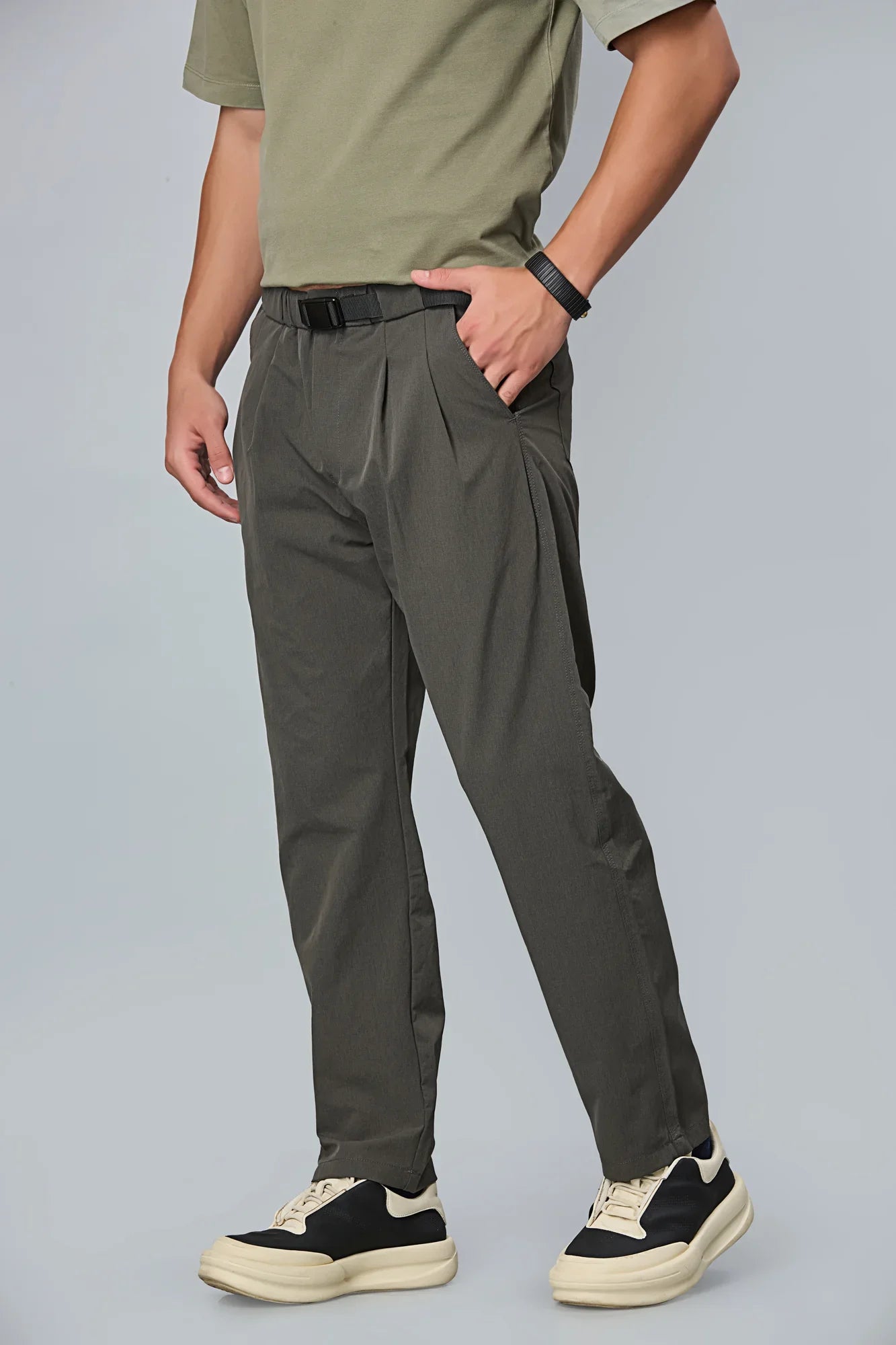 Comfort Fit Grey Casual Trousers