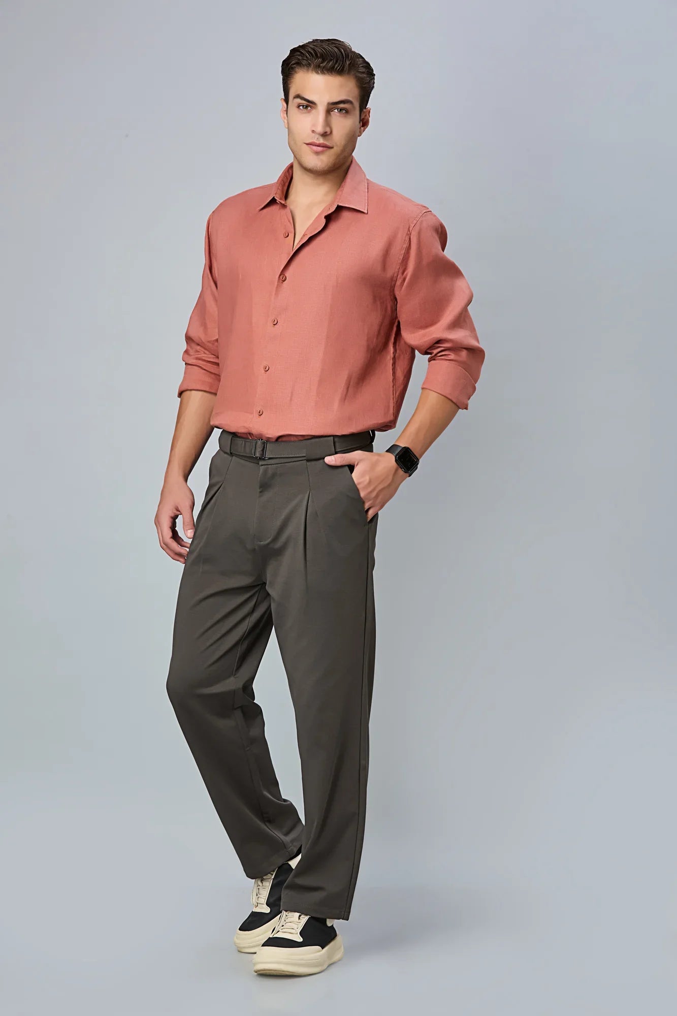 how to style a grey trousers men, full look 