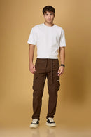 LOFA Coffee Brown cargo pants styled for men – casual and versatile everyday look.