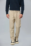LOFA Men's Men’s Light Khaki Comfort Fit Cotton-Tencel Trousers Front View