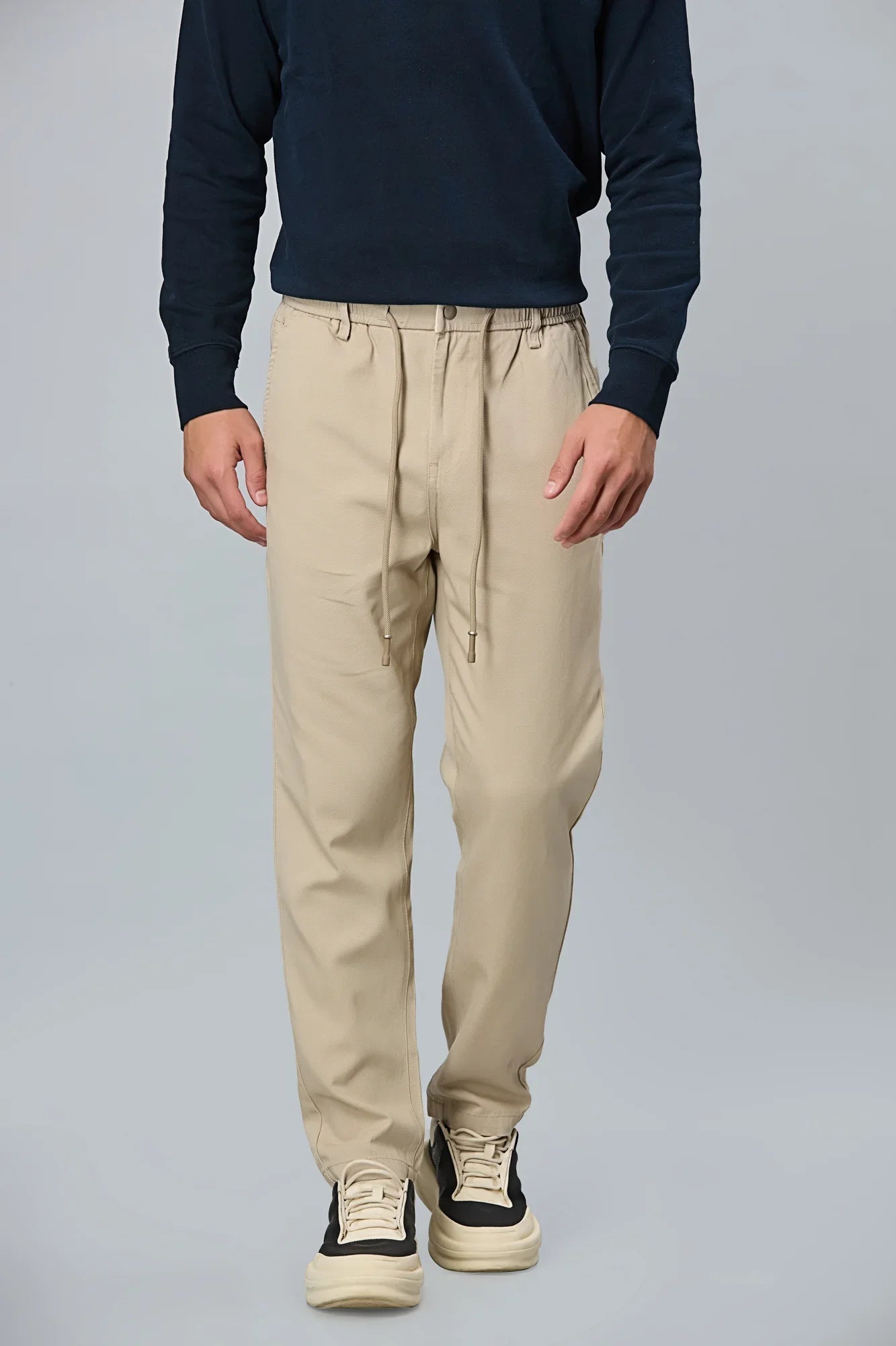 Light Khaki Comfort Fit Casual Trousers