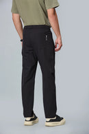 Men’s Navy Blue formal trousers back view – 100% polyester with elastic waist.