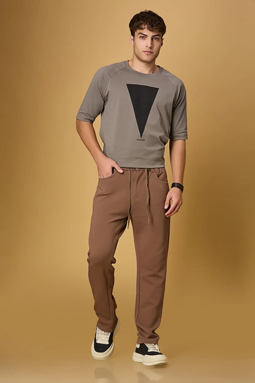Coffee Brown Relaxed Fit 4-Way Stretch Trousers for Men – LOFA Casual Wear