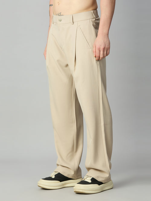 Men's relaxed fit pleated trousers left side view