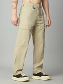 Comfort fit Tencel cargo pants for men with utility pockets – left side view