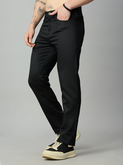 Men's stretch cotton blend straight fit trousers – left side profile