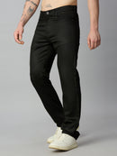 Men's stretch cotton blend straight fit trousers – left side profile