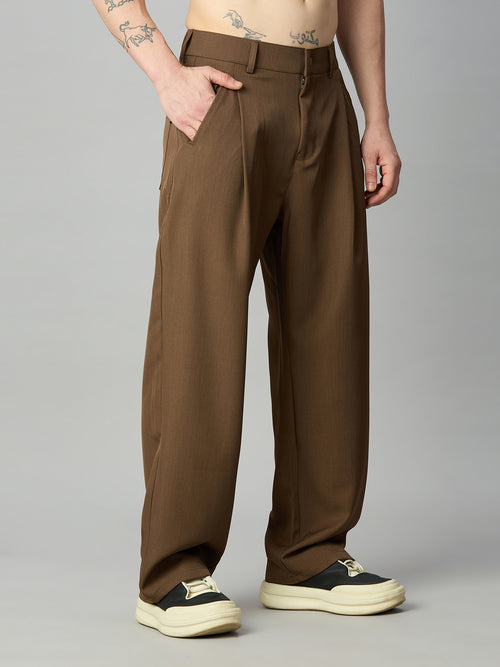 Men's relaxed fit pleated trousers left side view