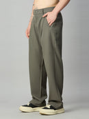 Men's relaxed fit pleated trousers left side view