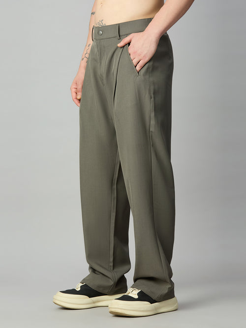 Men's relaxed fit pleated trousers left side view