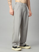 Men's relaxed fit pleated trousers left side view