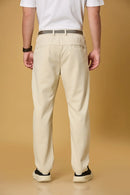 Back view of LOFA beige straight fit formal trousers – clean seams, tailored back pockets, and premium stretch fabric.