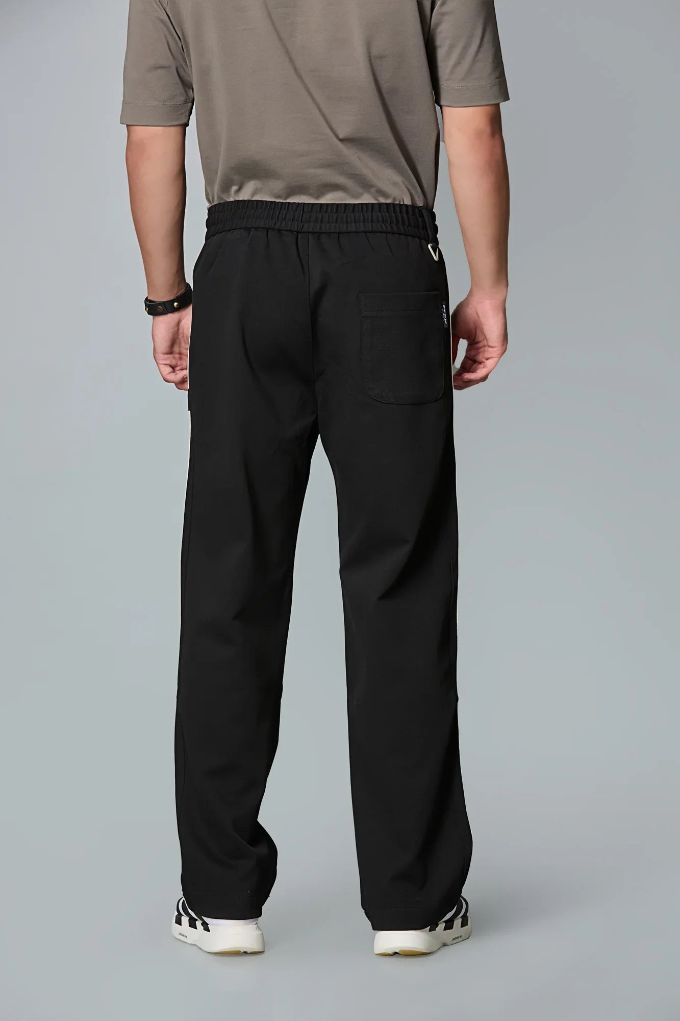 Back View of Black Baggy Fit Active Pants for Men – LOFA Comfort Stretch Pants