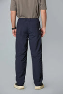 Back View of LOFA Men’s Dark Blue Polyester Comfort Fit Trousers – Casual Stretch Pants