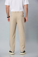 Back View of LOFA Men’s khaki Relaxed Fit Trousers – Cotton Polyester Blend