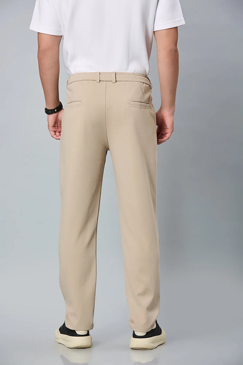 Back View of LOFA Men’s khaki Relaxed Fit Trousers – Cotton Polyester Blend