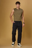 Men wearing LOFA Navy Blue polyester pants – relaxed and stylish everyday outfit.
