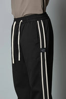 Triangle Ring & Waist String Detail on LOFA Men’s Black Baggy Fit Active Pants