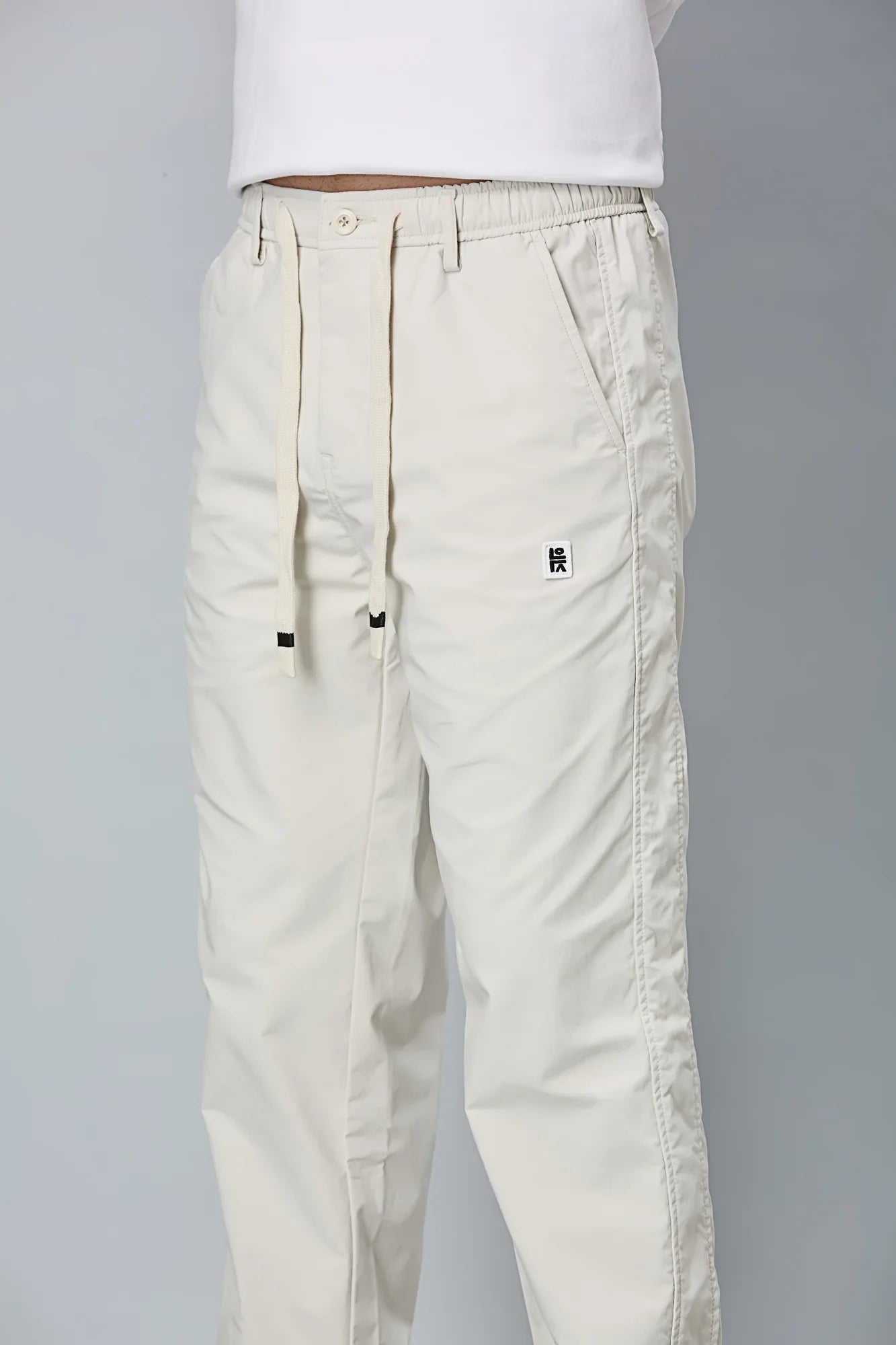 Net Lining and Waist String Detail on LOFA Men’s Cream Comfort Fit Trousers