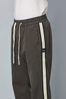 Triangle Ring & Waist String Detail on LOFA Men’s grey Baggy Fit Active Pants