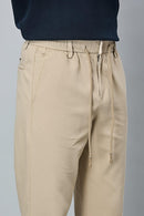 Waist String and Premium Fabric Detail of LOFA Light Khaki Comfort Fit Trousers