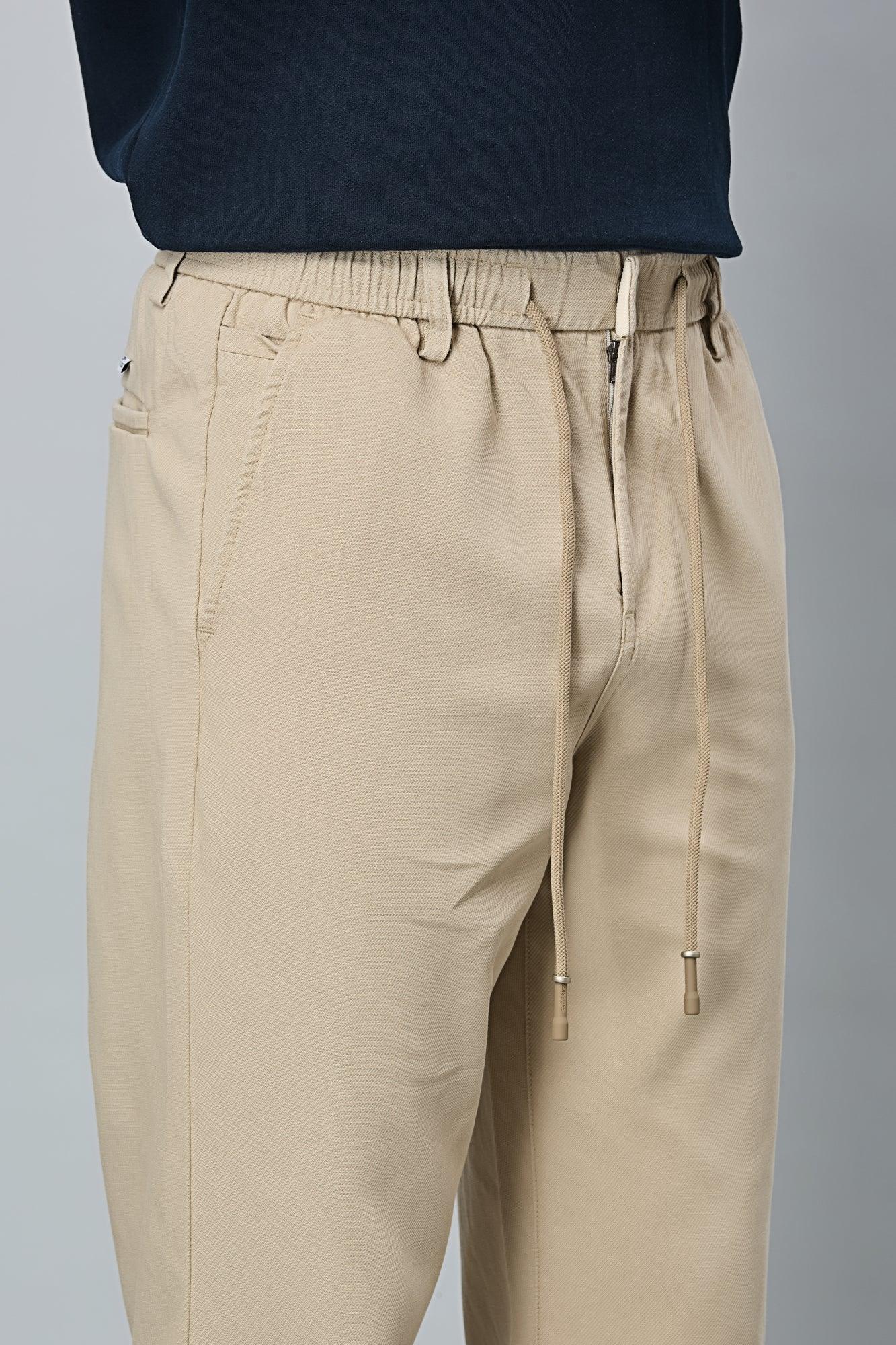 Waist String and Premium Fabric Detail of LOFA Light Khaki Comfort Fit Trousers